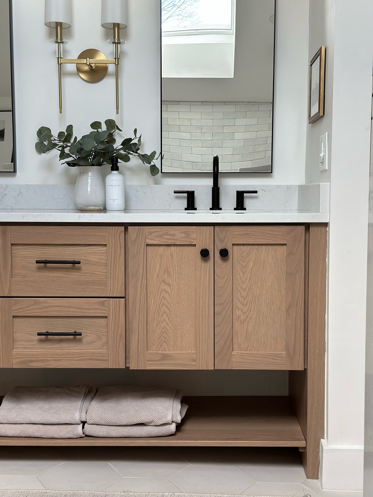 Primary Bathroom Renovation, Master Bathroom Remodel, Master Bathroom Design, Bathroom Design Inspo, Target, Amazon, Home Depot, White Oak Vanity, Bathroom Decor, Bathroom Styling

#LTKhome #LTKsalealert