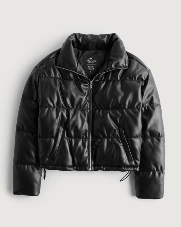 Women's Vegan Leather Puffer Jacket | Women's | HollisterCo.com | Hollister (US)