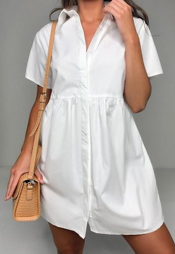 Missguided - White Poplin Shirt Smock Dress | Missguided (US & CA)