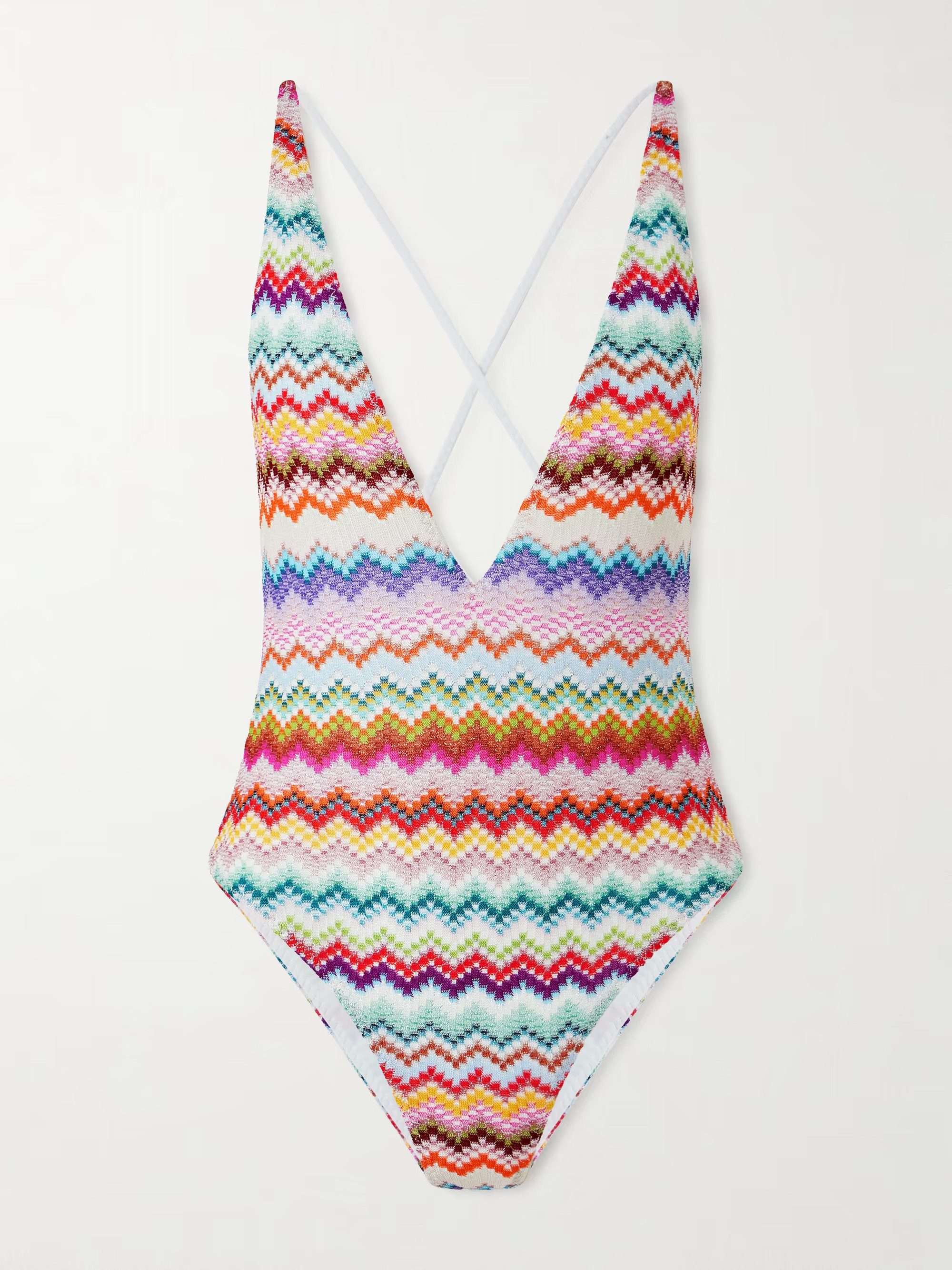 Mare striped metallic crochet-knit swimsuit | NET-A-PORTER (US)