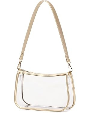 Clear Tote Bag Stadium Approved Clear Purse PVC Handbag Retro Classic Transparent Bag for Concert | Amazon (US)