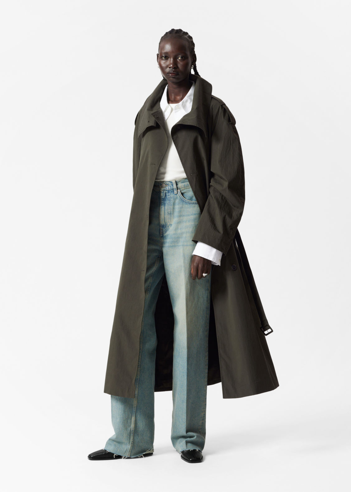 High-Collar Trench Coat - Green | & Other Stories US