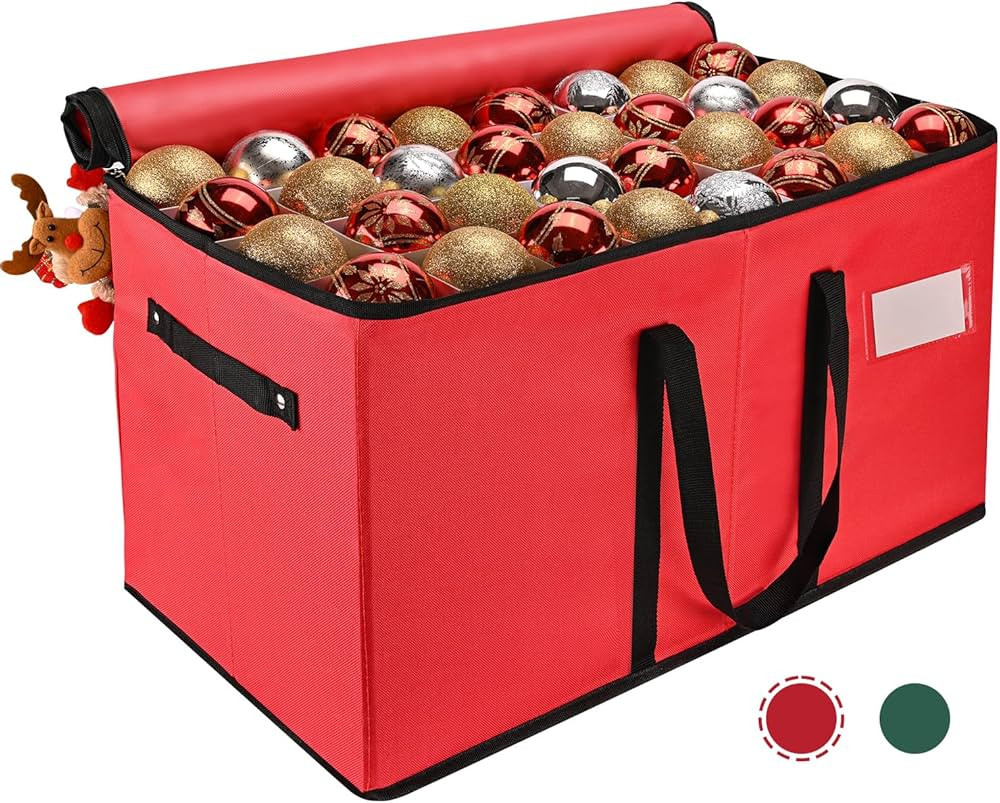 Christmas Ornament Storage Box - Stores Up to 128 Holiday Ornaments, Christmas Storage Container ... | Amazon (US)