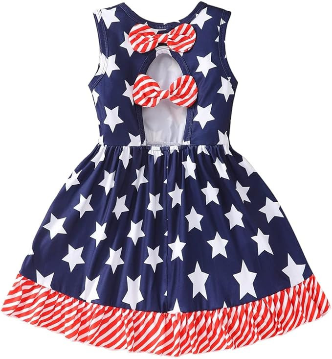 Popshion Toddler Girls Dresses Sleeveless Back Bowknot Dress Baby Girl Summer Clothes Kids Birthd... | Amazon (US)