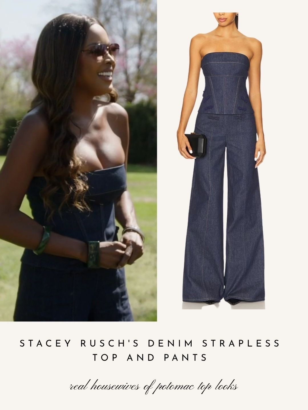 Stacey Rusch’s Denim Strapless Top and Pants