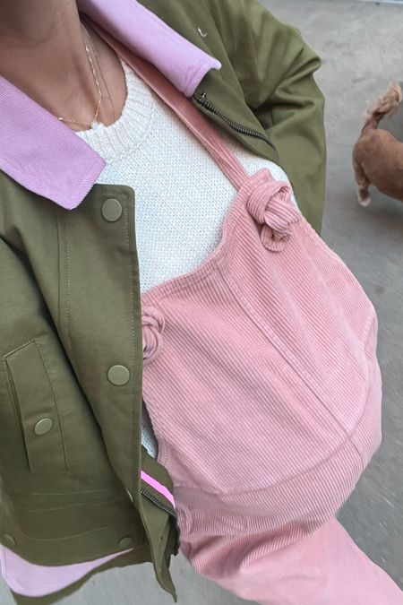 bump friendly overalls and fisherman sweater and barn jacket for spring 

#LTKstyletip #LTKSeasonal #LTKbump