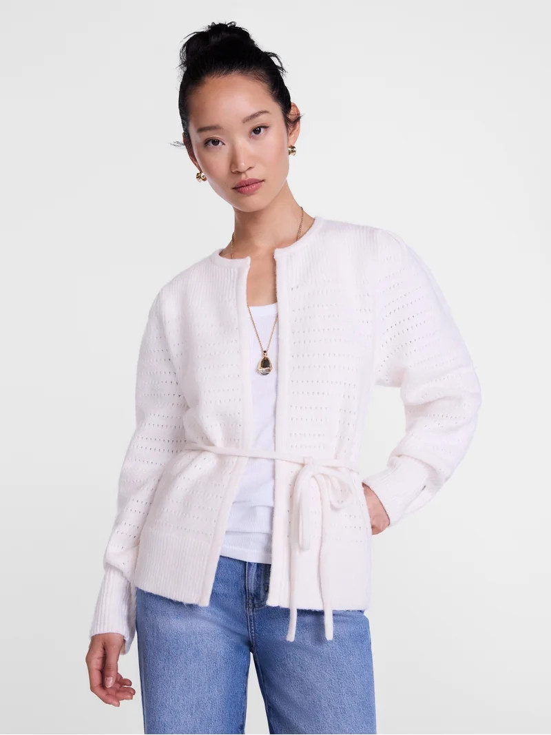 Scenario Women's and Women's Plus Open Tie Cardigan Lightweight Sweater with Long Sleeves, Sizes ... | Walmart (US)