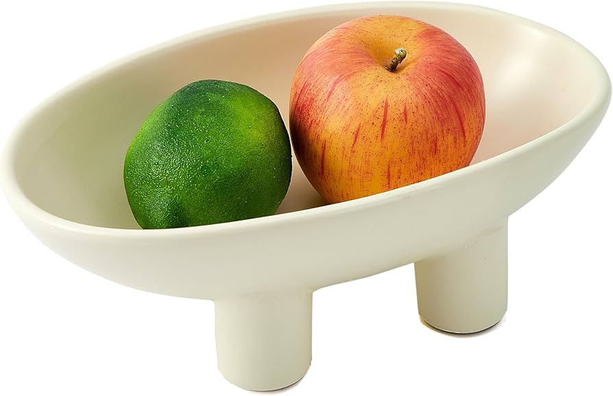 Ceramic Fruit Bowl for Kitchen Counter, 10inch 3-Legs Decorative Bowl for Table Decor, Ceramic Fr... | Amazon (US)
