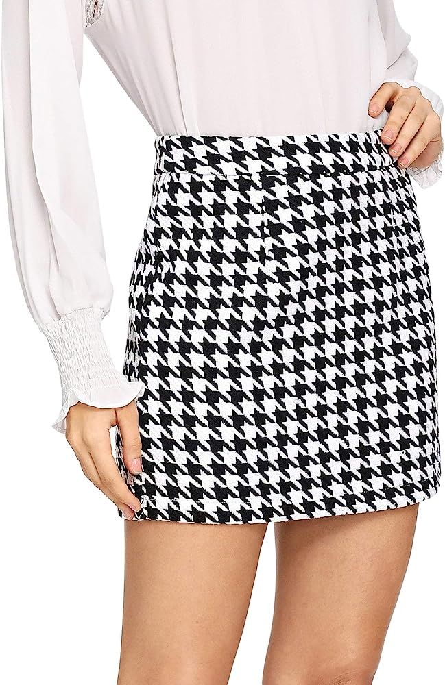 Women's Mid Waist Above Knee Casual Plaid Mini Skirt | Amazon (US)