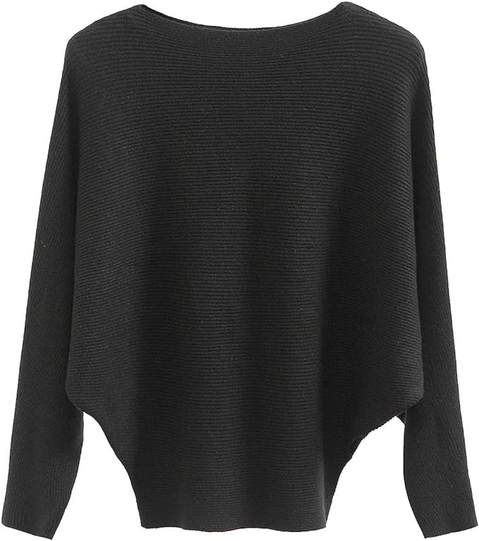 GABERLY Boat Neck Batwing Sleeves Dolman Knitted Sweaters and Pullovers Tops for Women | Amazon (US)