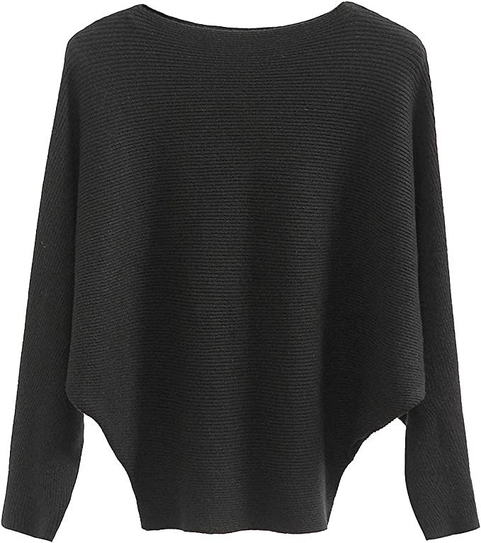 GABERLY Boat Neck Batwing Sleeves Dolman Knitted Sweaters and Pullovers Tops for Women | Amazon (US)