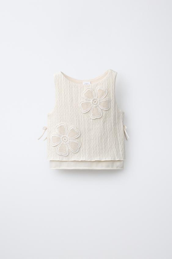 CROCHET FLOWER KNIT TOP | Zara US