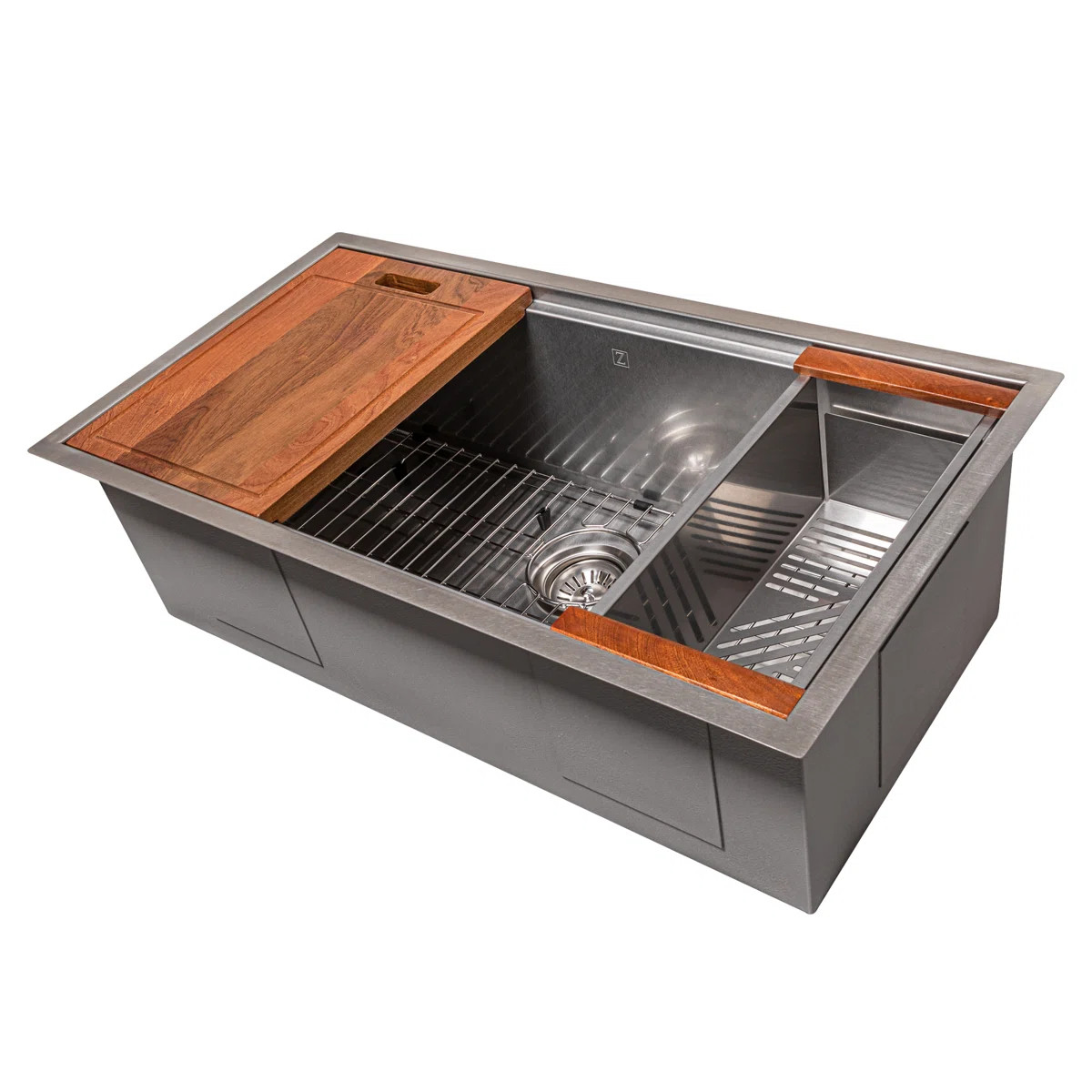 ZLINE 33 in. Garmisch Undermount Single Bowl Satin Stainless Steel Kitchen Sink with Bottom Grid ... | Wayfair North America