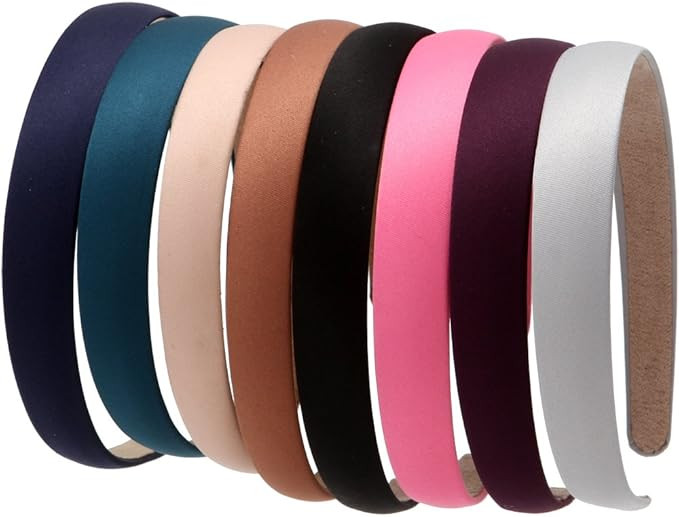LONEEDY 8 Hard Headbands, 2cm Wide Non-slip Ribbon Hairband for Women（Mixed color） | Amazon (UK)