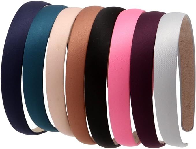 LONEEDY 8 Hard Headbands, 2cm Wide Non-slip Ribbon Hairband for Women（Mixed color） | Amazon (UK)