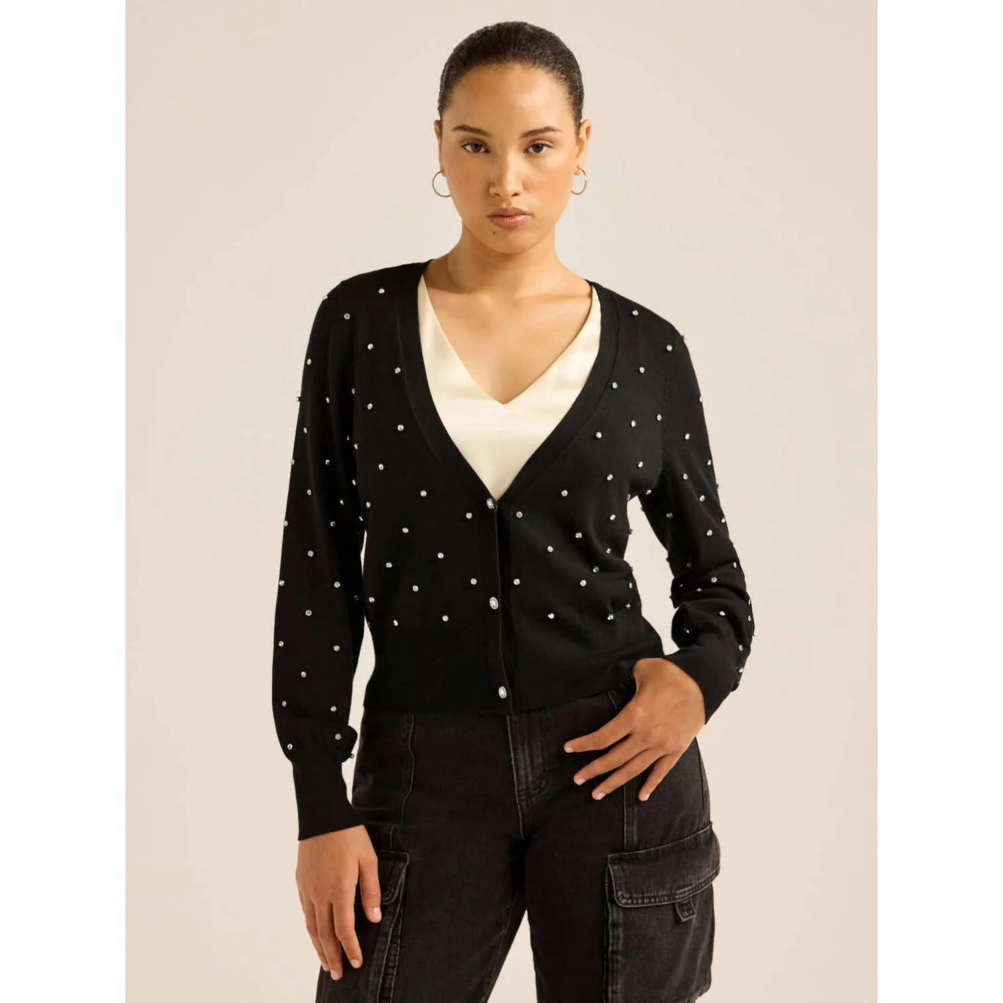 Scoop Women’s Rhinestone Cardigan Sweater, Lightweight, Sizes XS-4X - Walmart.com | Walmart (US)