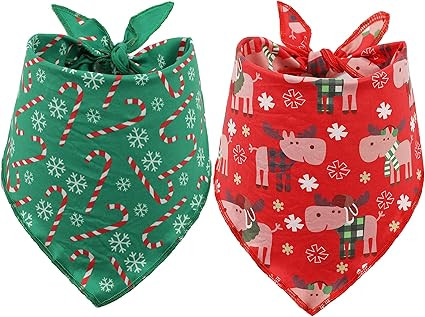 BoomBone 2 Pack Christmas Bandana for Dogs,Triangle Bibs Pet Scarf for Dogs | Amazon (US)