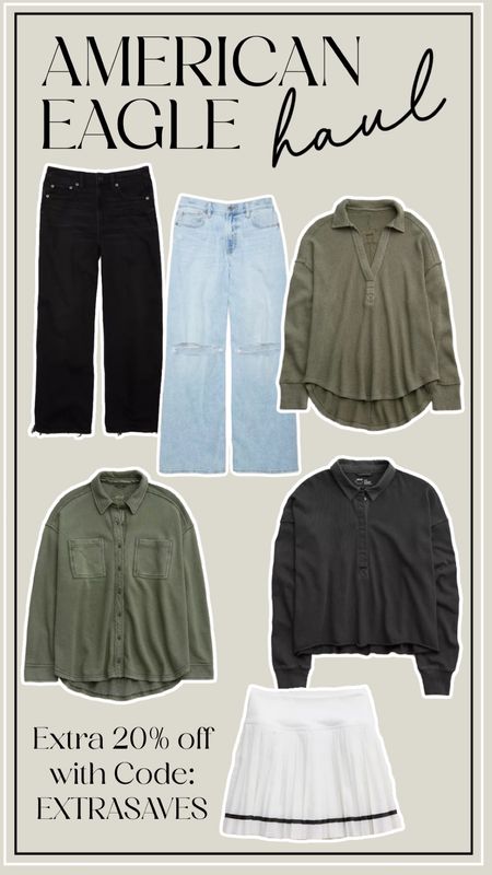 These are my most recent finds at American Eagle! I LOVE the baggy jeans and grey cropped polo together! 😍 Right now they all have an extra 20% off with code: EXTRASAVES

#LTKstyletip #LTKsalealert #LTKSpringSale