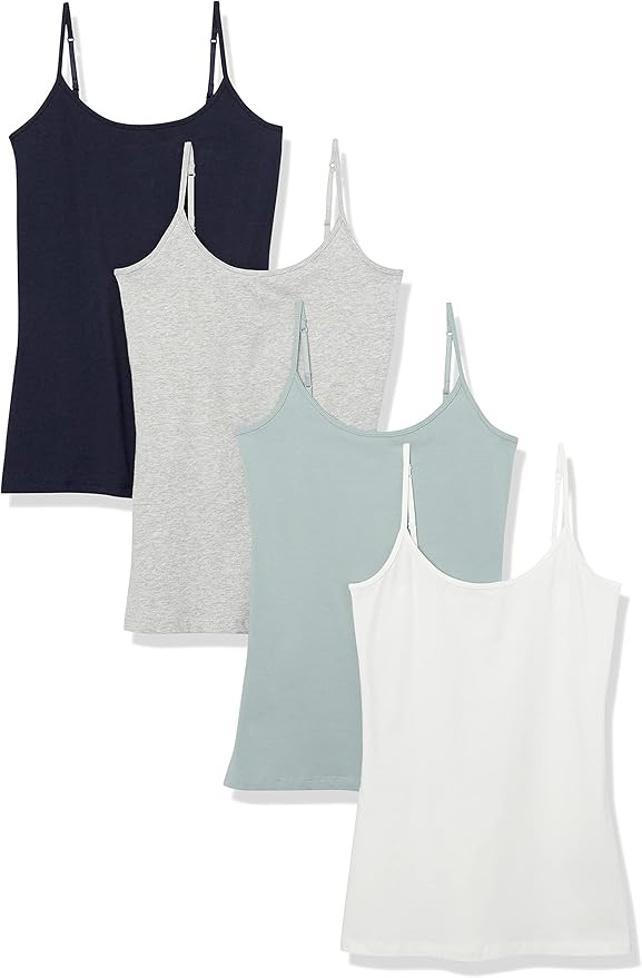 Amazon Essentials Women's Slim-Fit Camisole for Layering and Everyday Wear, Pack of 4 | Amazon (US)