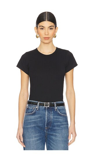 Fitted Crewneck Short Sleeve Top in Black | Revolve Clothing (Global)