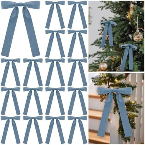 24 Pcs Velvet Bows Christmas Tree Ornaments Vintage Double Faced Velvet Ribbon Bows for Tree Garl... | Amazon (US)