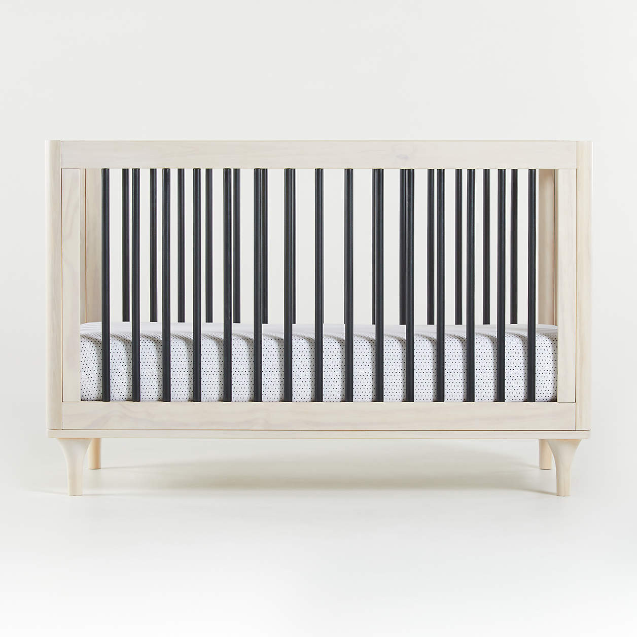 Babyletto Lolly White & Natural 3-in-1 Wood Convertible Baby Crib with Toddler Bed Conversion Kit... | Crate & Barrel