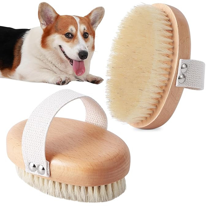 Soft Boar Bristle Pet Palm Brush for Short Haired Dogs and Cats with Band, Reduce Shedding, Ergon... | Amazon (US)