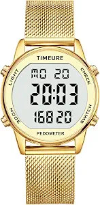Women's Step Counter Pedometer Watch with Stainless Steel Bracelet, Stylish Design, No App, No Ch... | Amazon (US)