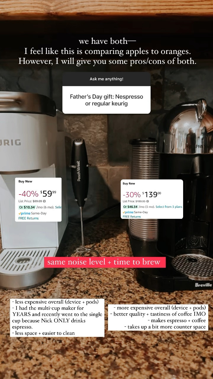  Comparing Keurig vs Nespresso 
Both are on sale! 🚨 

#LTKHome #LTKFindsUnder100 #LTKSaleAlert