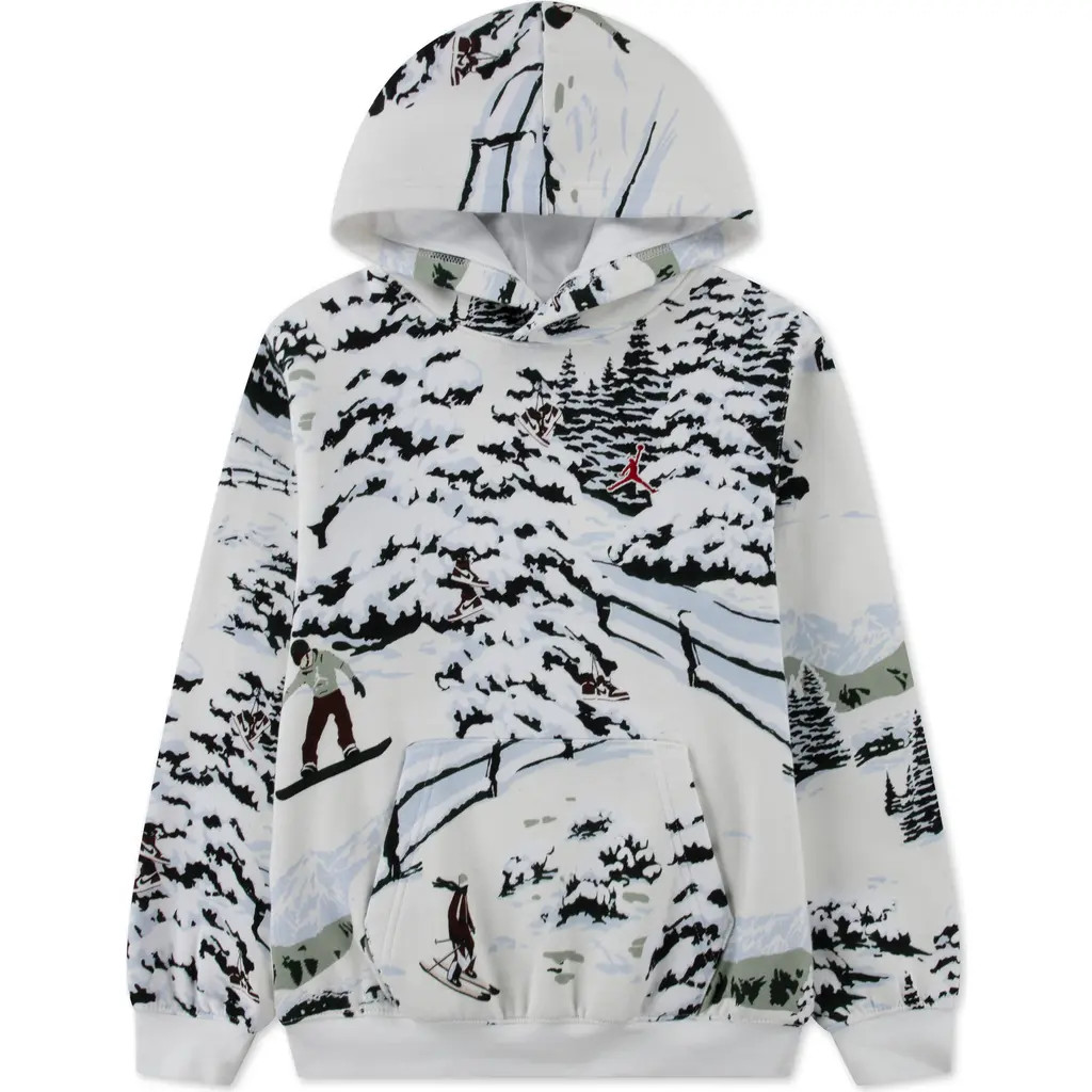 Jordan Kids' Brooklyn Holiday Fleece Hoodie in Sail at Nordstrom | Nordstrom