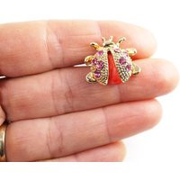 Tiny Ladybug Brooch, Small Gold Insect Bug Pin, Candy Pink Rhinestone Lady Beetle, Nature Vintage Jewelry | Etsy (US)