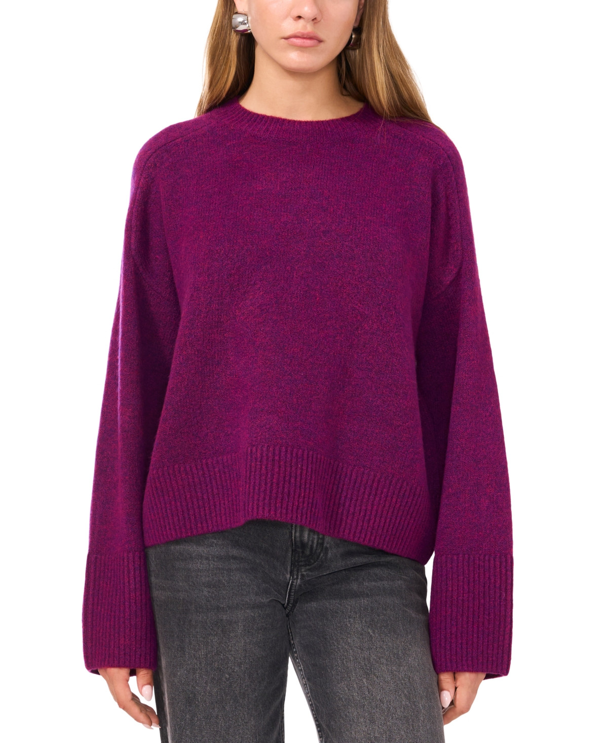 1.state Women's Crew Neck Raglan Wide-Sleeve Sweater - Frenzy | Macy's