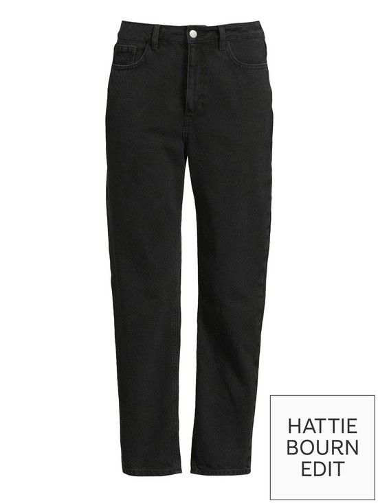 X Hattie Bourn High Waist Mom Jeans - Washed Black | Very (UK)