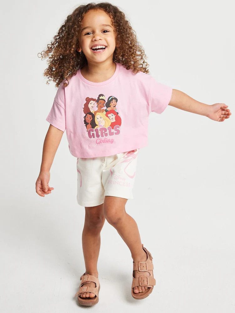 Brand Threads Pink Disney Princess T-Shirt & Shorts Set | Next US