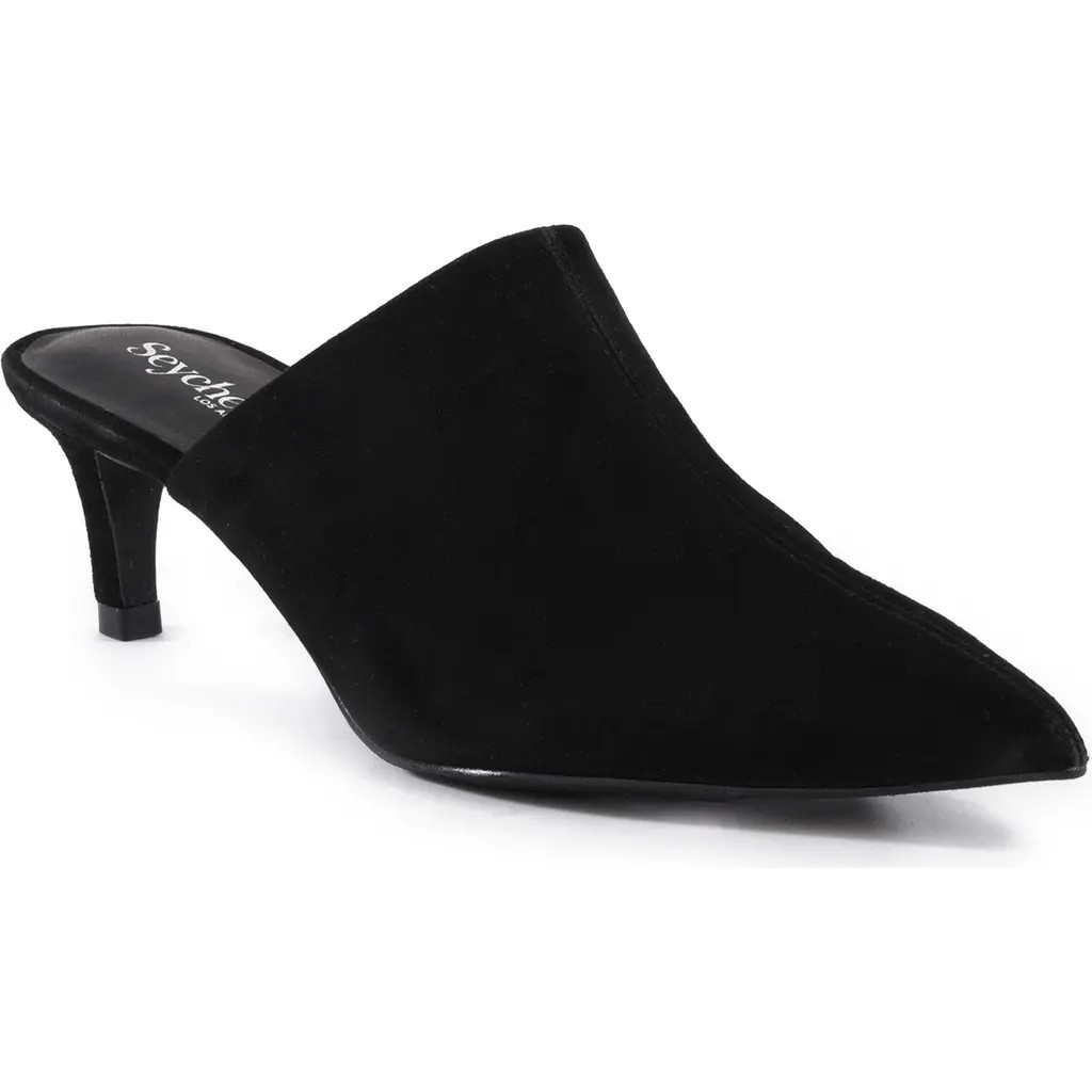 Seychelles Obsession Pointed Toe Kitten Heel Mule in Black Suede at Nordstrom, Size 7.5 | Nordstrom
