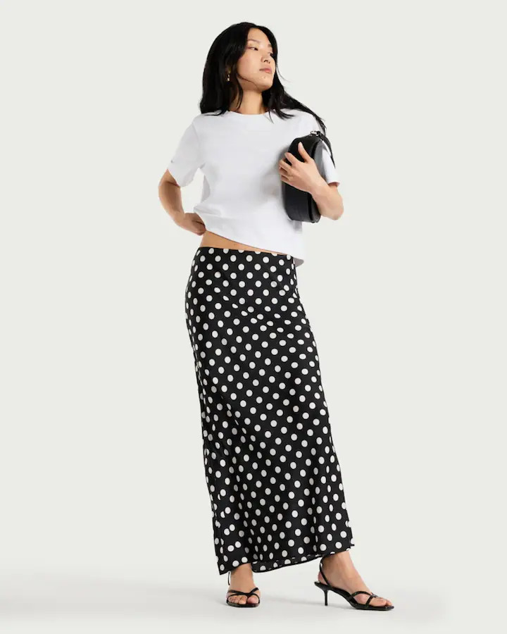 F&F Polka Dot Maxi Skirt in Black | Tesco F&F