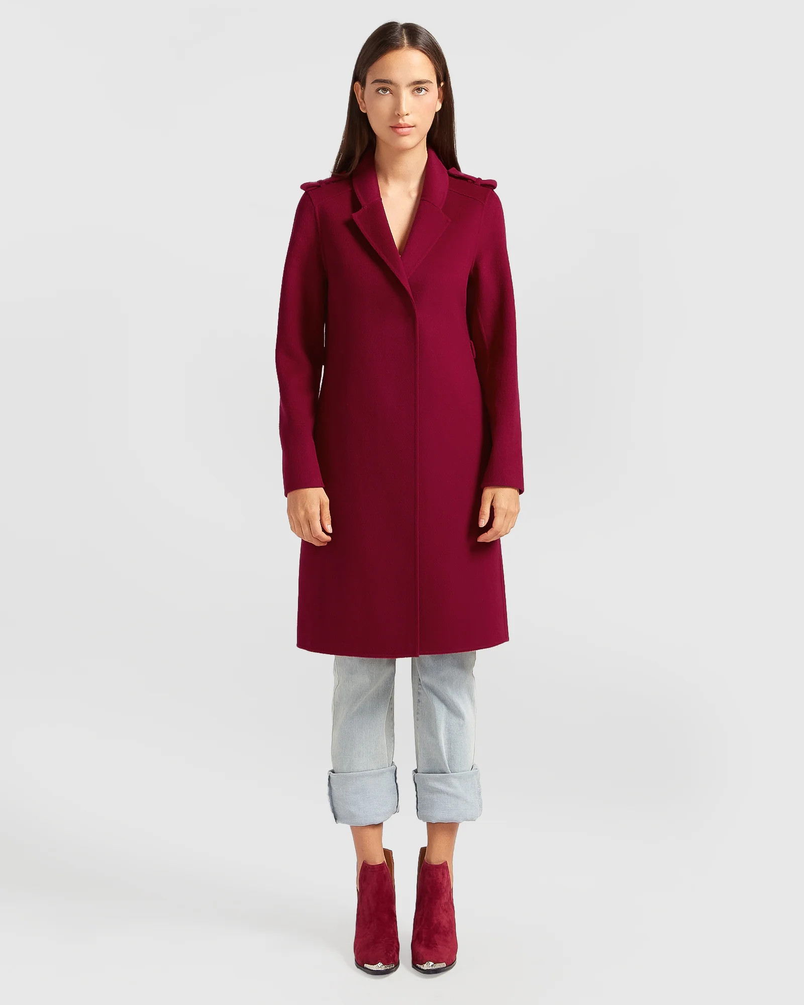 Jealousy Belted Wool Blend Coat - Magenta | Belle and Bloom