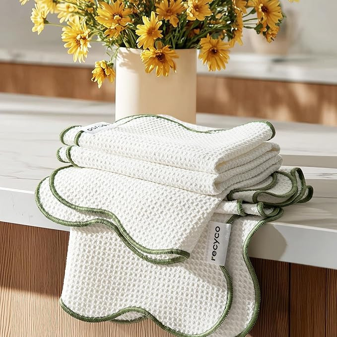 RECYCO Waffle Kitchen Towel Set of 2 - Quick Dry Microfiber Sustainable Dish Towels - Ultra Absor... | Amazon (US)