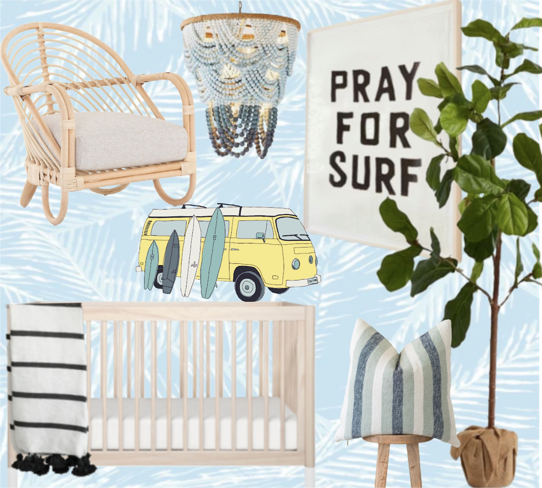 Reflecting on this vision board for my son’s nursery… it is now a big boy room with a queen bed which I’ll be sharing shortly, but the surf vibe and palm wallpaper still remains! 

Pray for Surf
Boys Nursery 
Kids Room Decor


#LTKHome #LTKFindsUnder100 #LTKKids