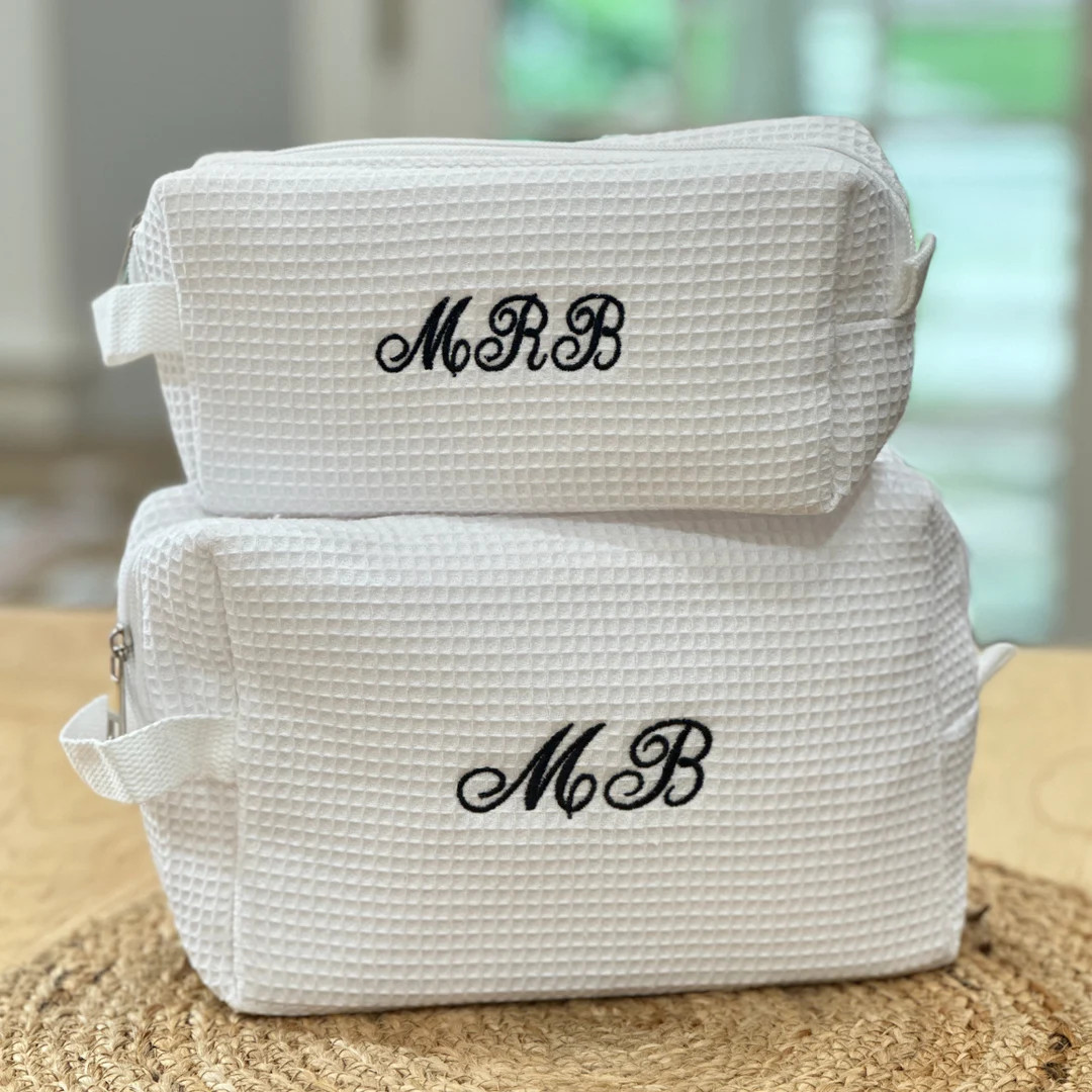 Monogram Toiletry Makeup Bag  - Personalized Travel Cosmetic Bag | Etsy (US)