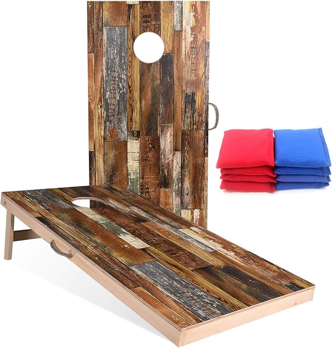 Solid Wood Vintage Cornhole Game Set, Two 4'x2'Cornhole Boards, 8 Cornhole Bags for Indoor and Ou... | Amazon (US)