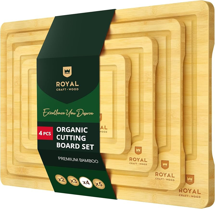 Amazon.com: ROYAL CRAFT WOOD Wooden Cutting Boards for Kitchen Meal Prep & Cutting - Bamboo Wood ... | Amazon (US)