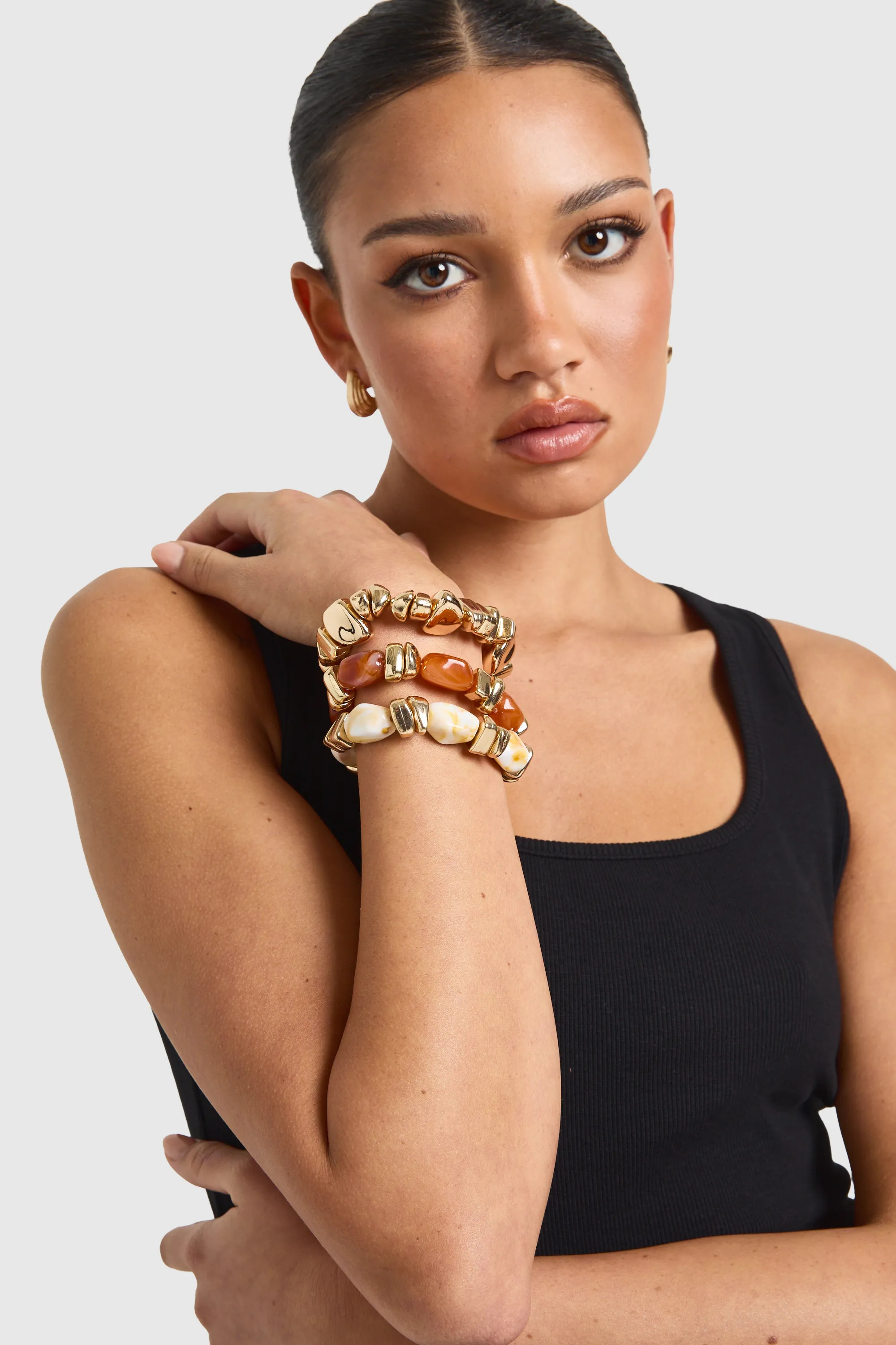 Gold Beaded Bracelets 3 Pack | Boohoo | Boohoo.com (UK & IE)