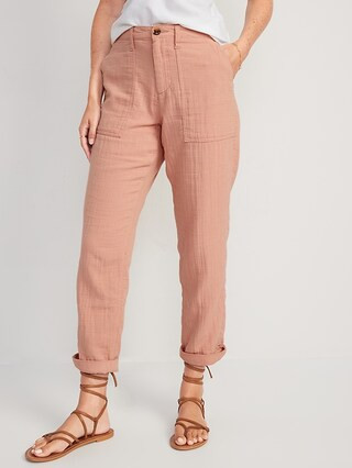 High-Waisted Slouchy Cropped Tapered Workwear Pants for Women | Old Navy (US)