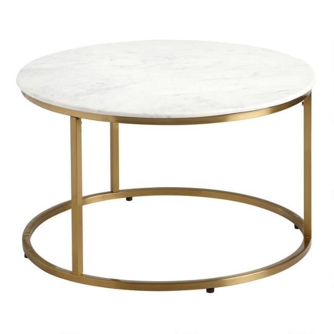 Milan Round White Marble and Metal Coffee Table | World Market