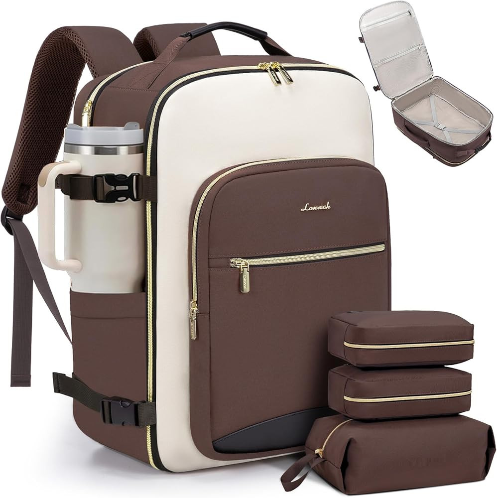 LOVEVOOK 40L Travel Backpack for Women & Men, Airline Approved Carry On Luggage with 3 Packing Cu... | Amazon (US)