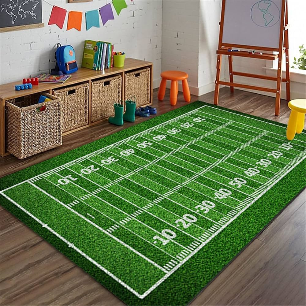 Sports Field Area Rug, Sports Enthusiasts Area Rug, Green Soccer Field Rug, Suitable for Living R... | Amazon (US)