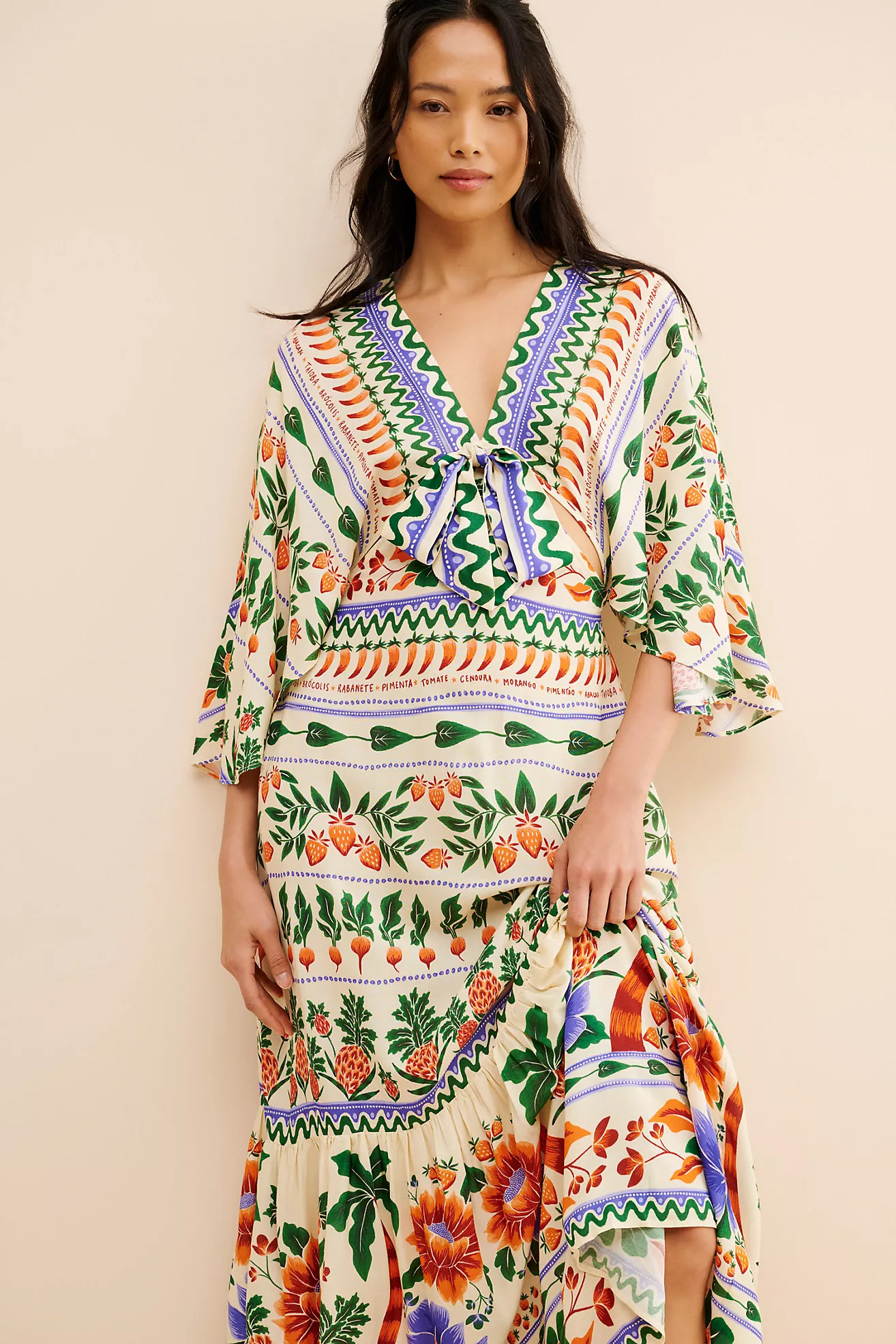 FARM Rio V-Neck Kaftan Maxi Cut-Out  Dress | Anthropologie (US)