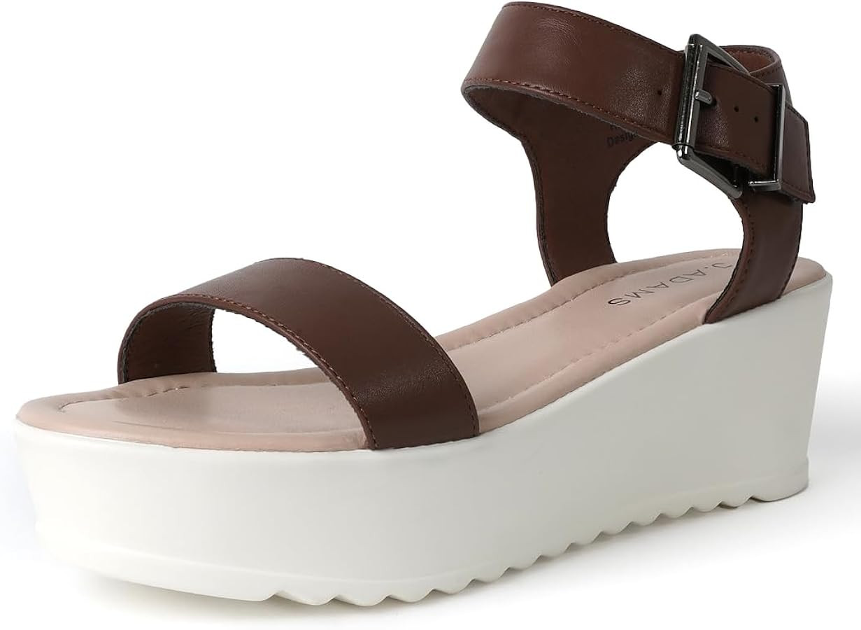 J.Adams Surf Platform Sandals – Women's Open Toe Chunky Low Mid Heel Wide Summer Block Flatform... | Amazon (US)