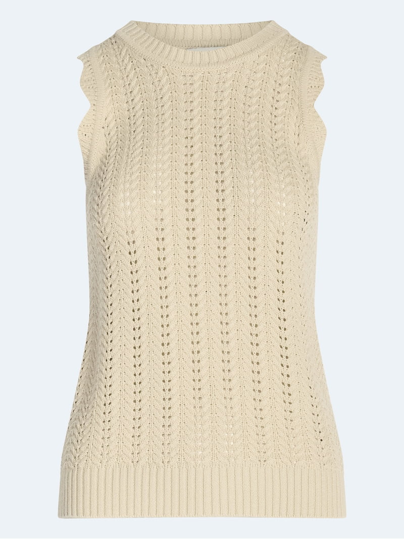 Free Assembly Women's Crochet Cotton Racerback Tank Top, Lightweight, Sizes XS-XXL | Walmart (US)